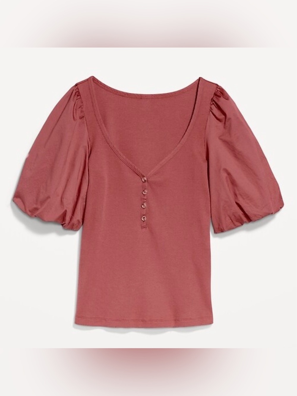 NWT Old Navy Dusty Rose Puff Sleeve Henley Top XL
